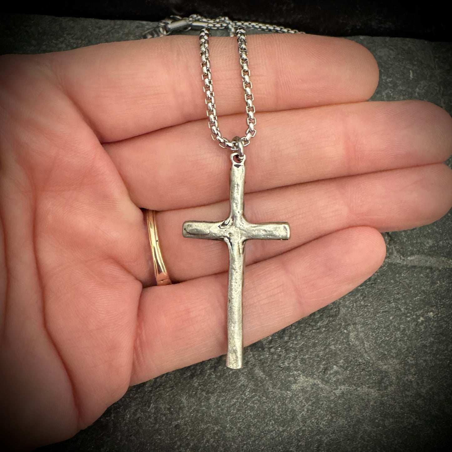 Skinny Hammered Cross