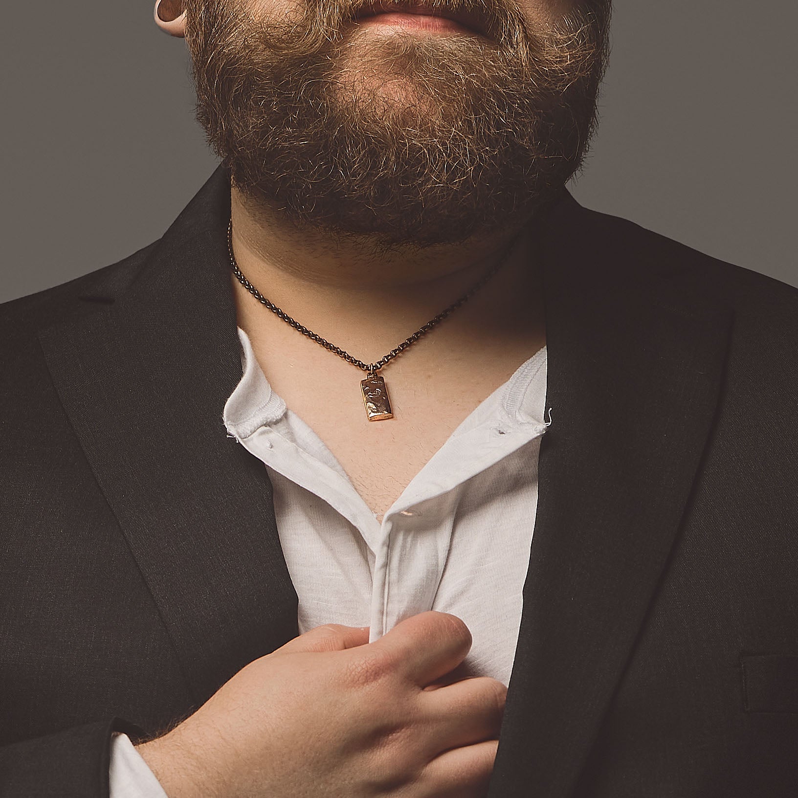 Mens Necklace Bronze Bar