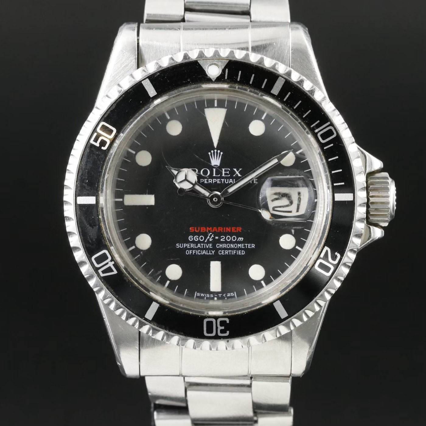 Rolex Submariner "Red" 1680 Watch - Rare Factory Error "Pateted" Clasp