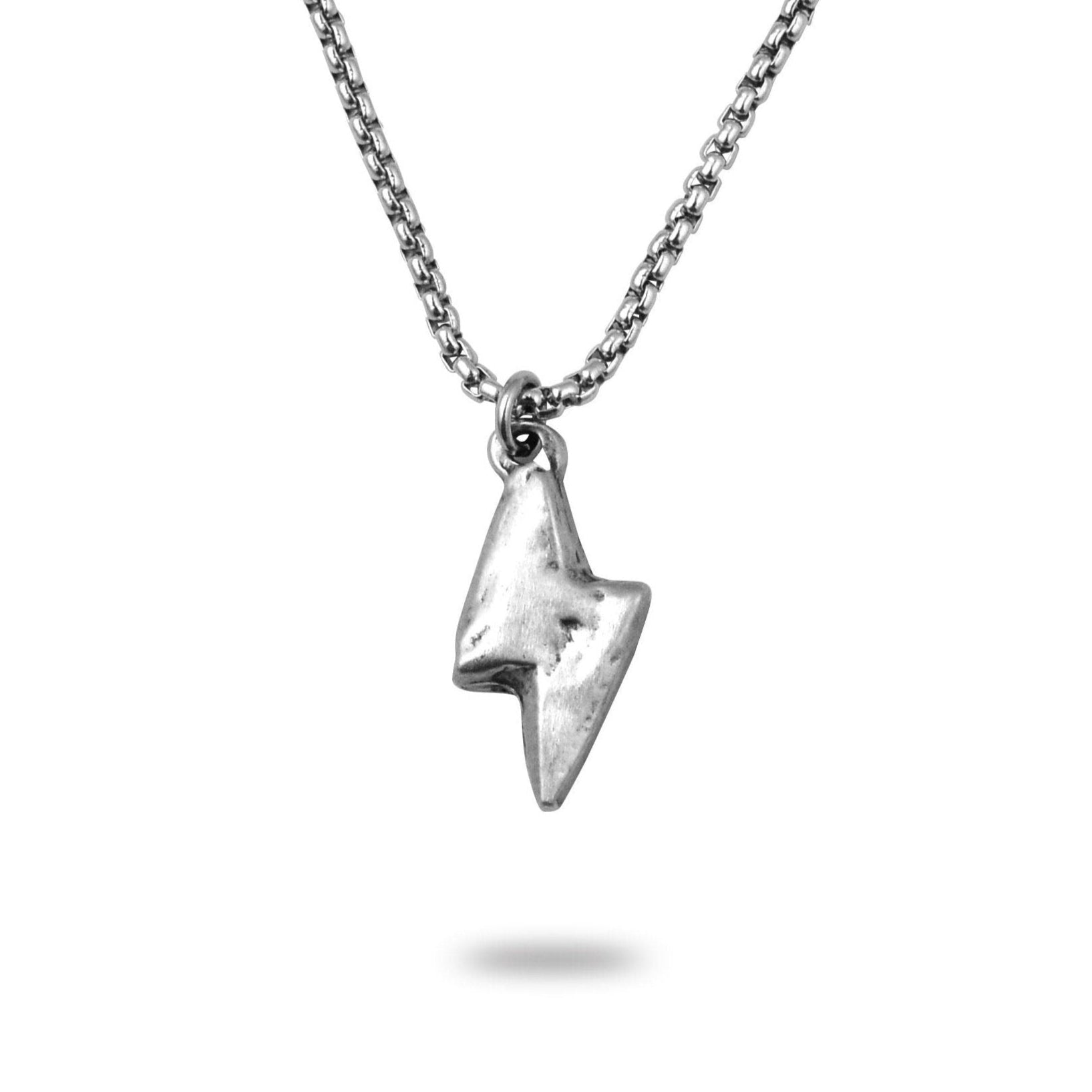 hand-formed bronze lightning bolt necklace