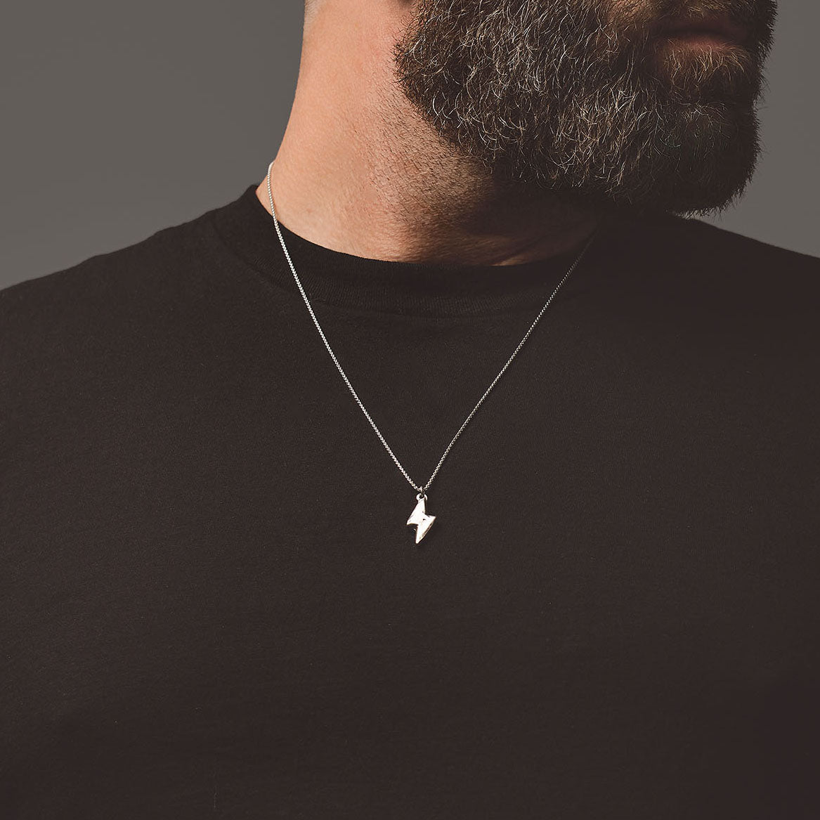 hand-formed bronze lightning bolt necklace