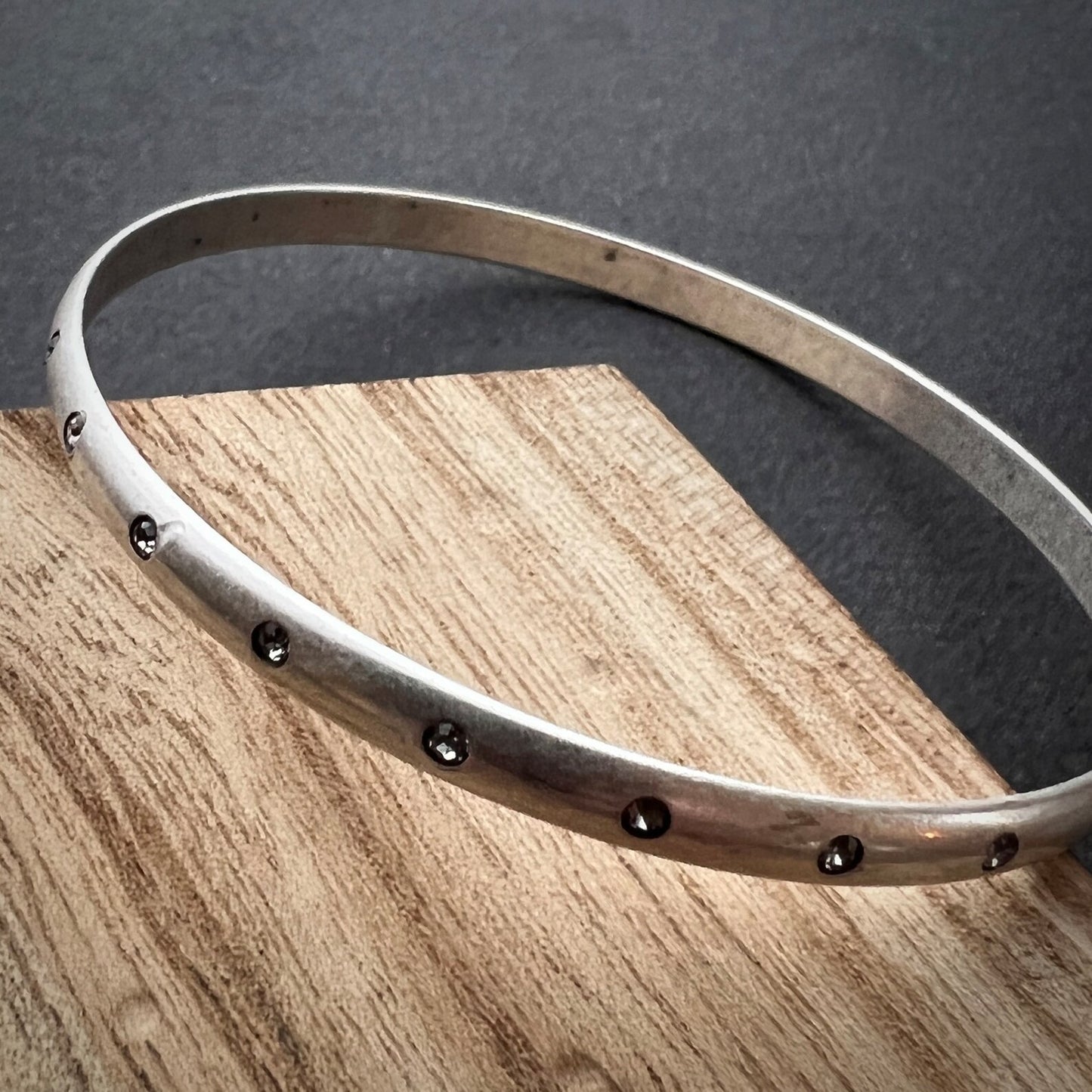 Silver Rhinestone Bangle, Sparkly Swarovski Crystal Bracelet, JohnnyGirl Jewelry
