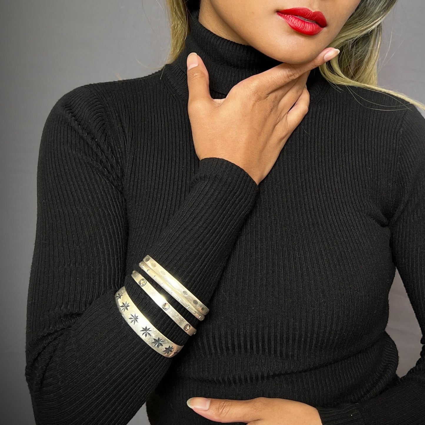 Silver Rhinestone Bangle, Sparkly Swarovski Crystal Bracelet, JohnnyGirl Jewelry