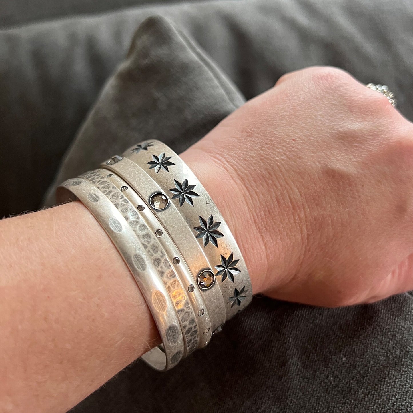 Silver Rhinestone Bangle, Sparkly Swarovski Crystal Bracelet, JohnnyGirl Jewelry