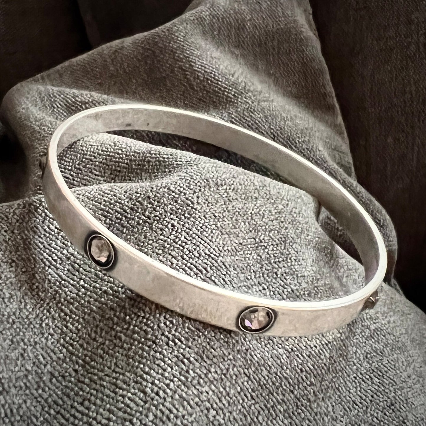 Silver Large Rhinestone Bangle, Sparkly Swarovski Crystal Bracelet, JohnnyGirl Jewelry
