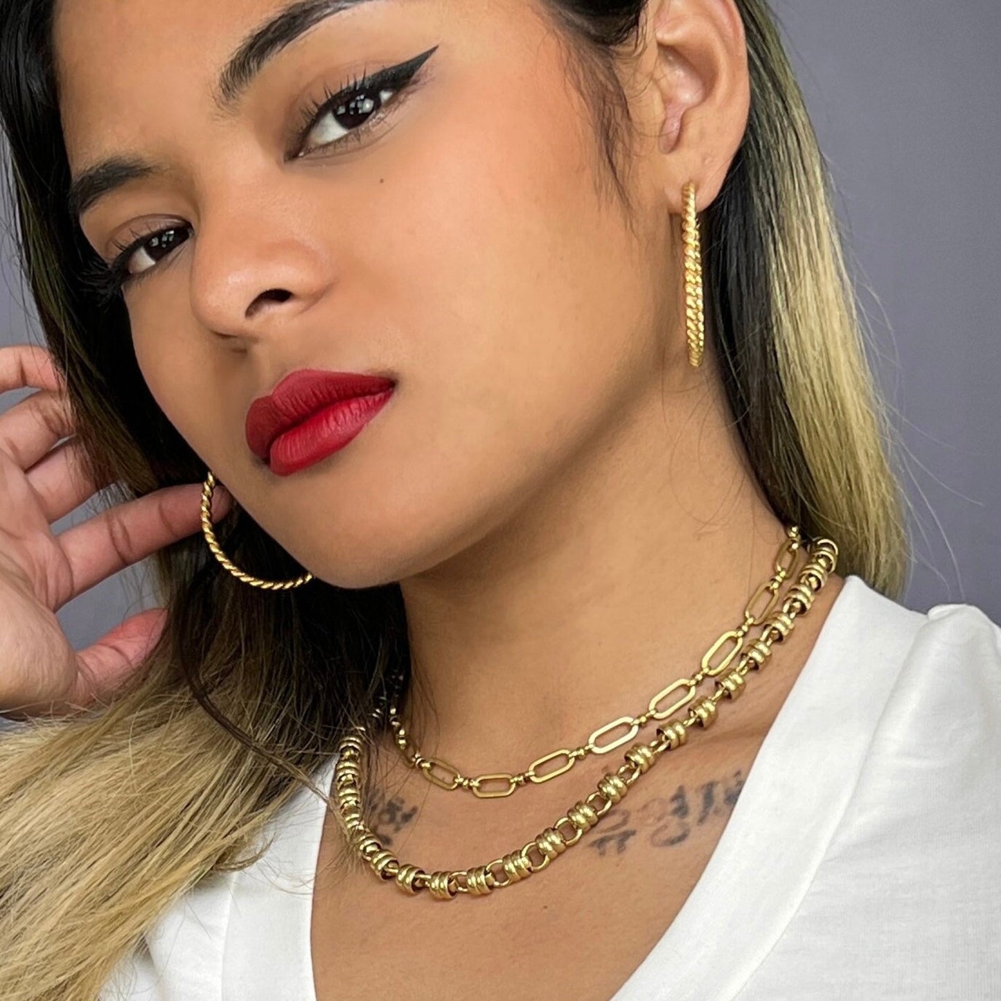 Thick Gold Layering Chain, Brass Necklace, 18 inch JohnnyGirl, GBR-0010