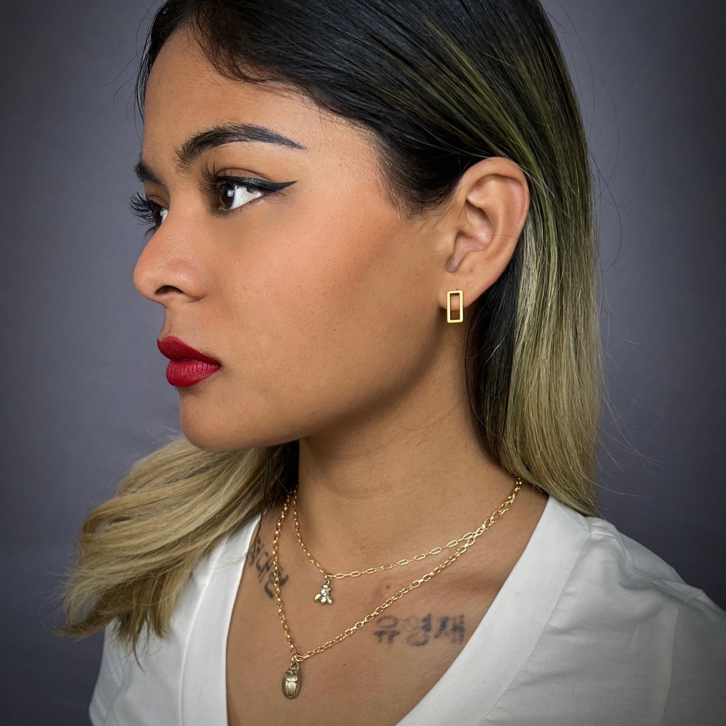 Tiny Bee Gold Necklace with Rhinestone, Minimal Brass Jewelry, Women's Girl Necklace, 15, 16, 17 inch Necklace, GBR-002