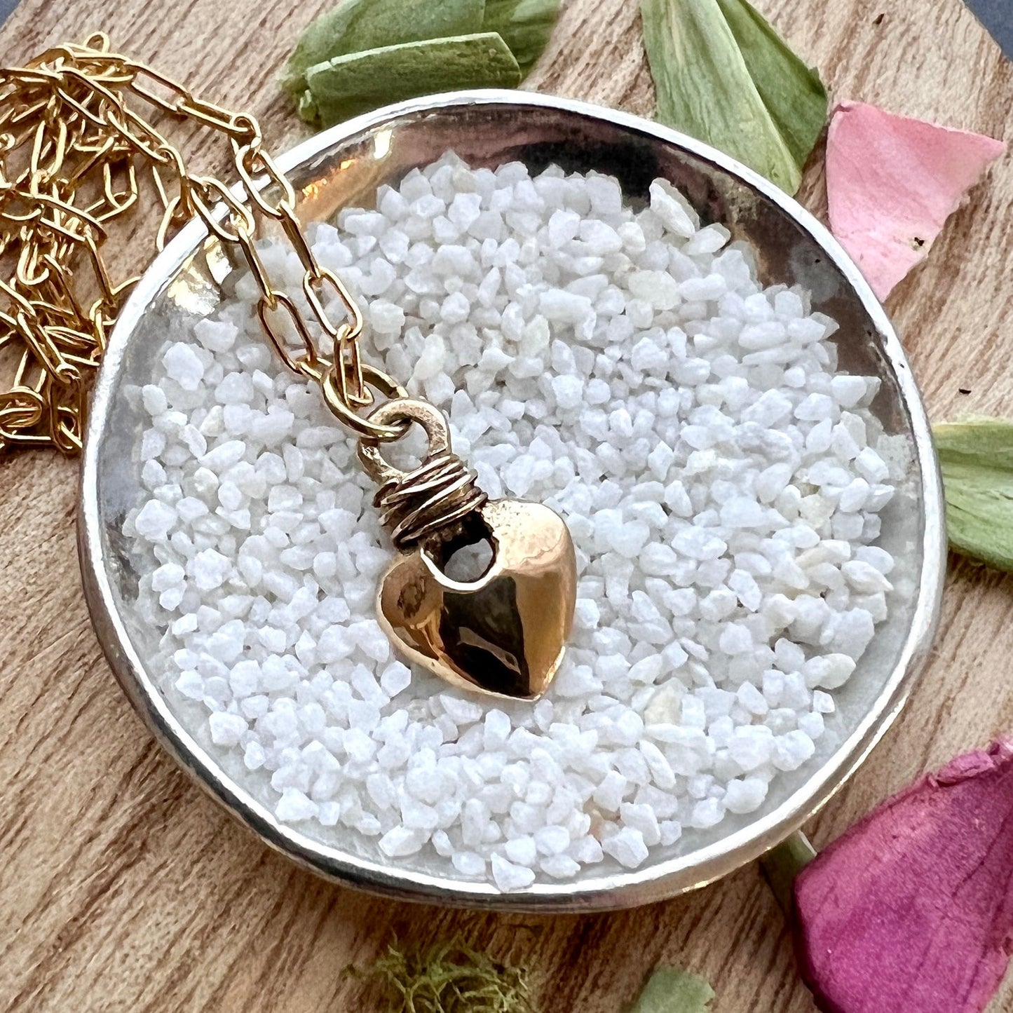 Simple Gold Puffy Heart Necklace, Minimal Brass Jewelry, Women's Girl Necklace, 15, 16, 17 inch Necklace, GBR-003