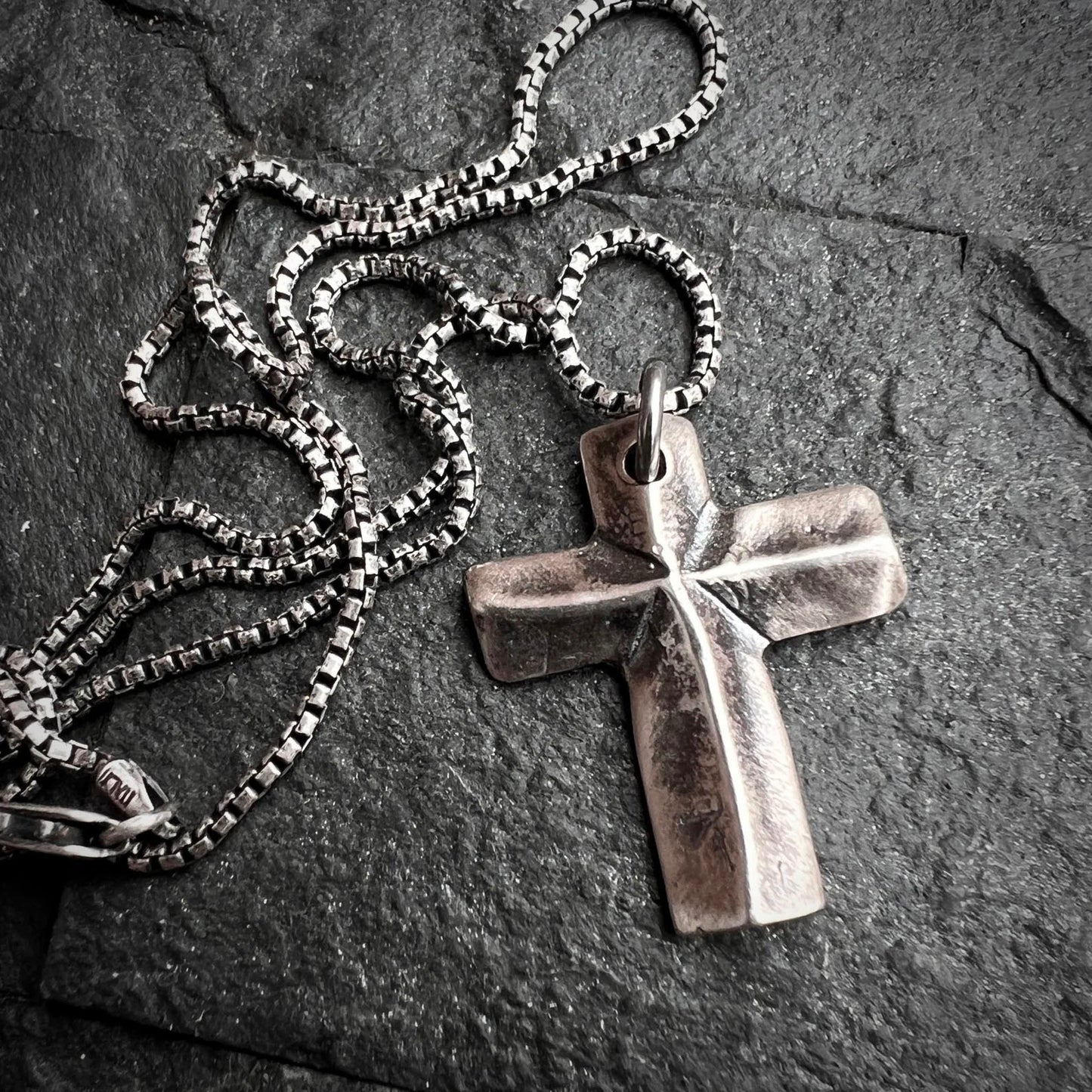 Sterling Silver Men's and Women's Cross Necklace, Simple Block Cross, Unisex Jewelry, SS-021