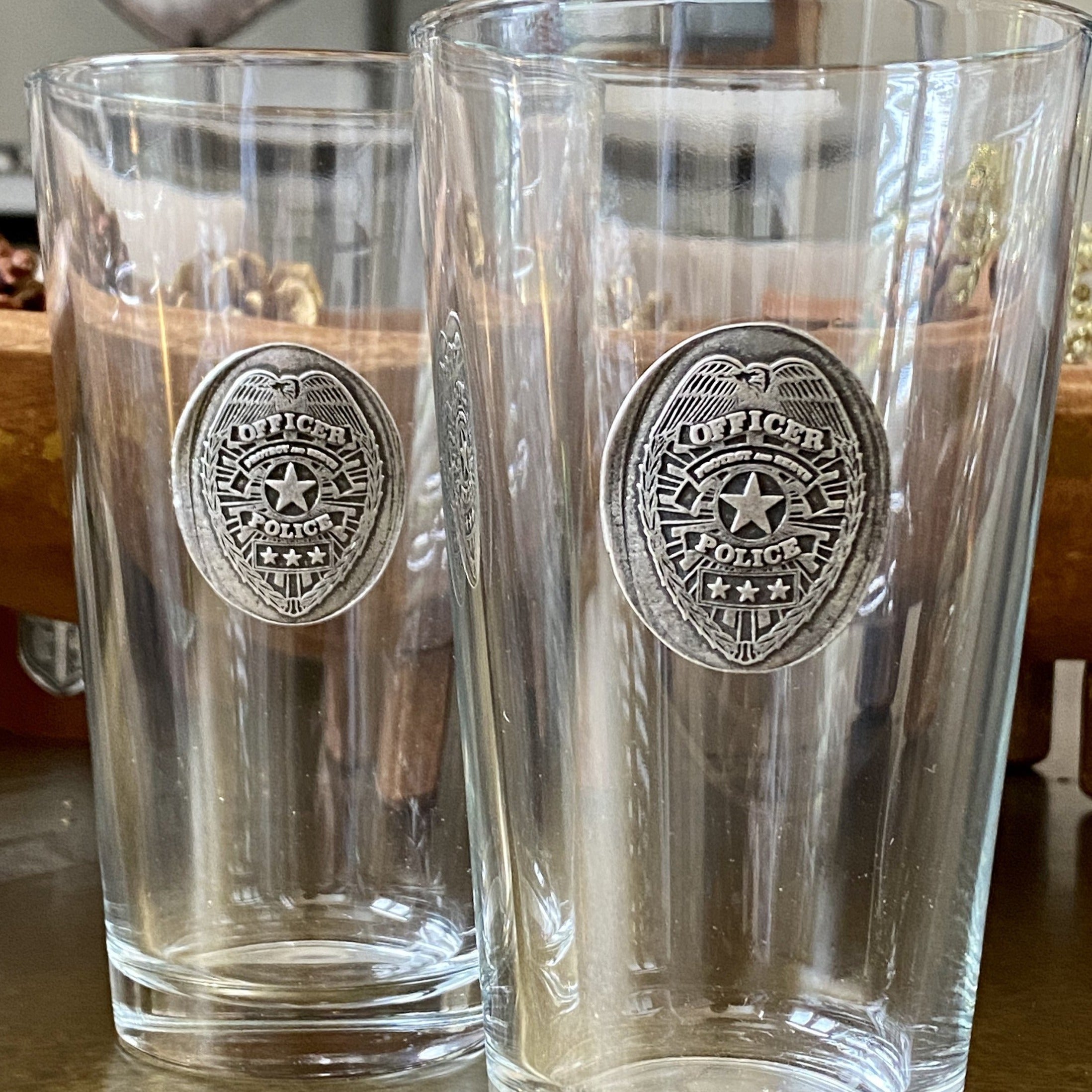 Badge Beer Glass Set of 2 Clear / Os