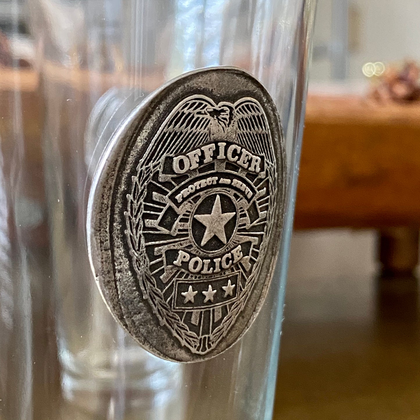 NEW Custom Set of Beer Glasses, Police Badge, Law Enforcement, American Pint Beer Glasses, thin blue line, BW-013