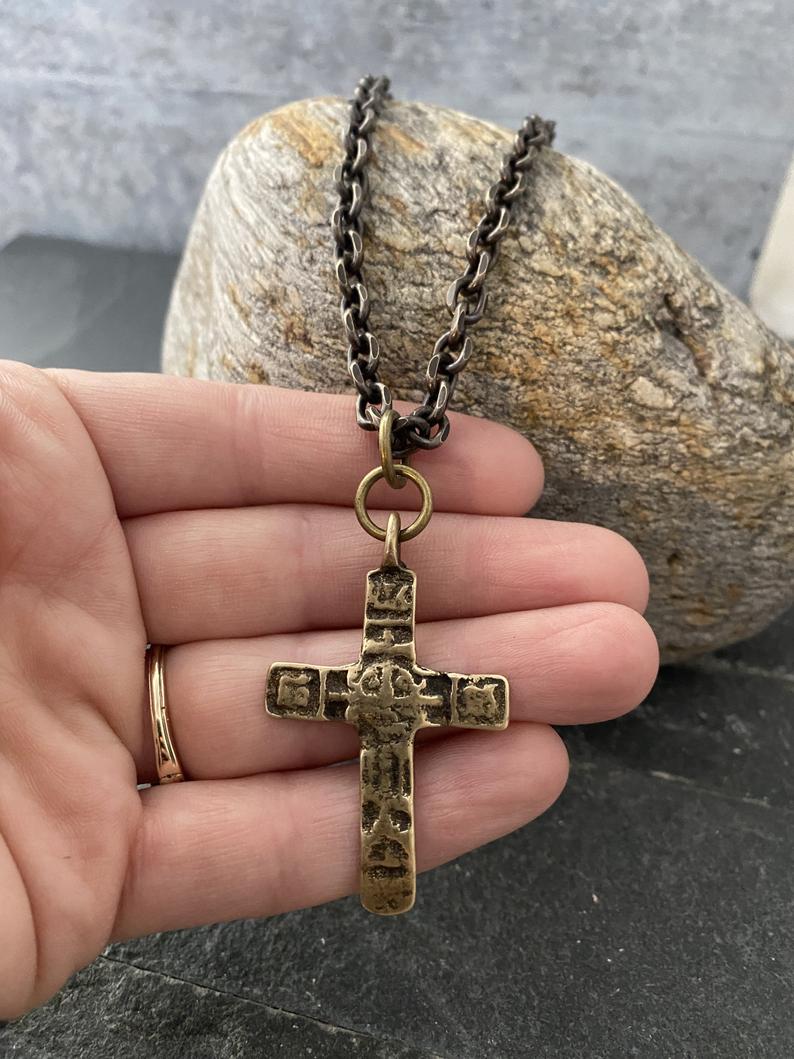 medieval cross bronze mens cross necklace  Johnny LTD