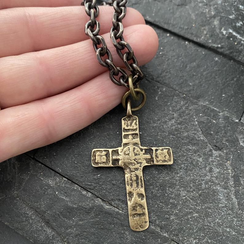 medieval cross bronze mens cross necklace Johnny LTD
