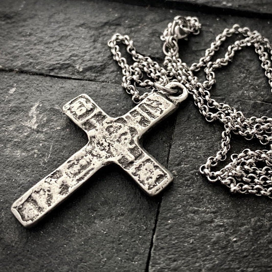medieval cross silver mens cross necklace