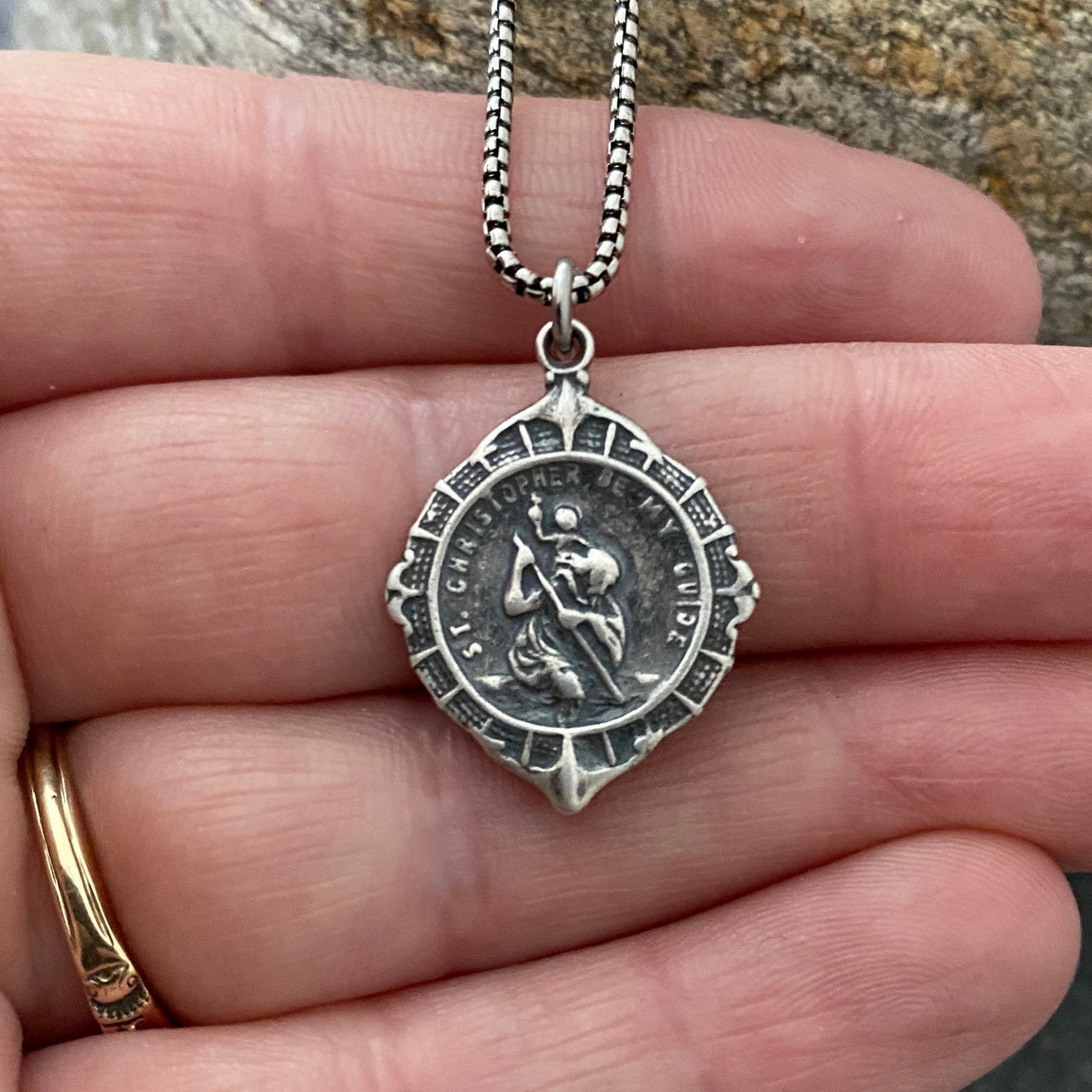 St. Christopher Sterling Silver Necklace, Johnny LTD featuring a Catholic Medal, Vintage, Unisex Necklace, SS-001