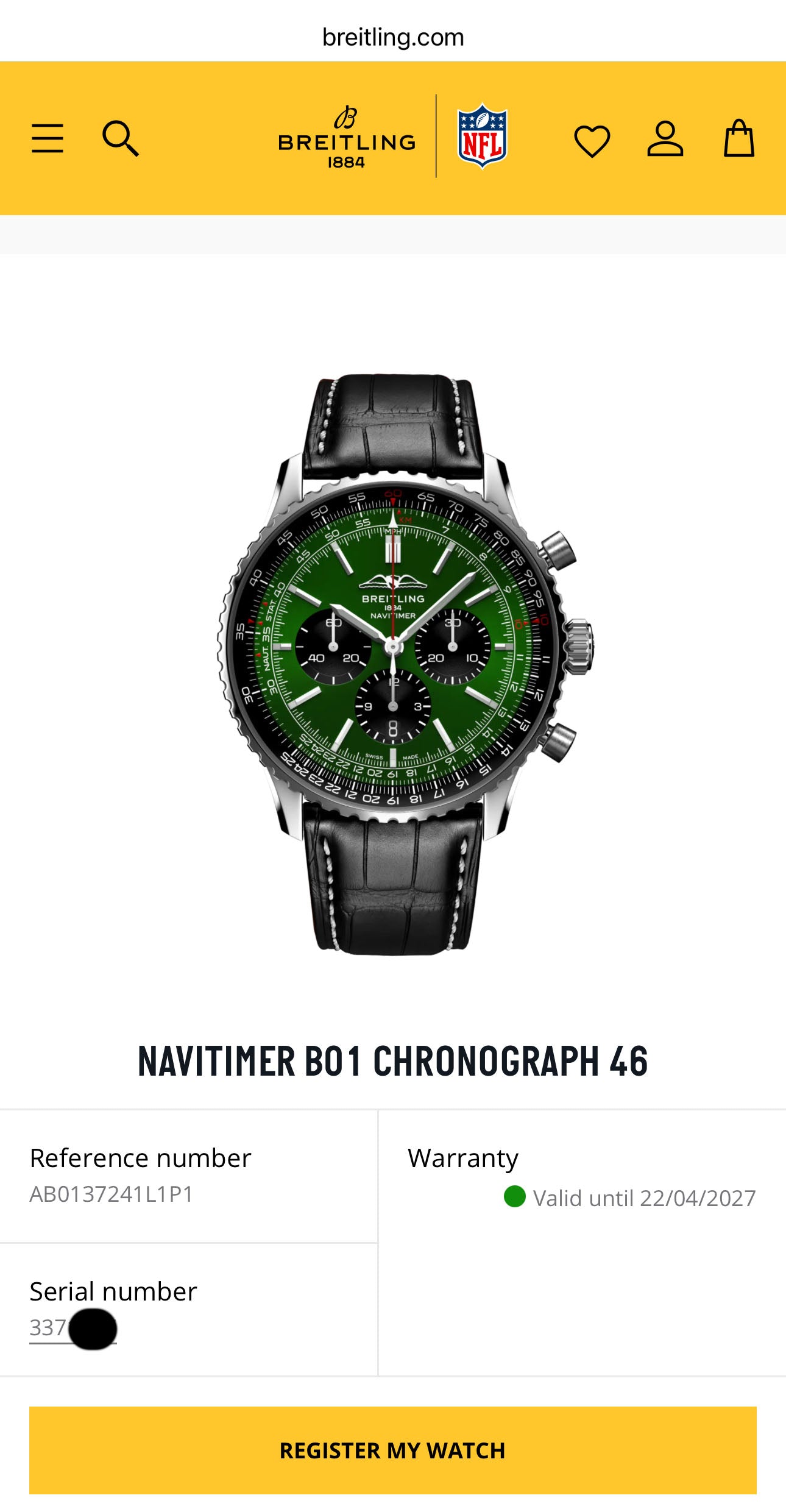 Breitling Navitimer B01 Chronograph 46 Watch - Green Dial