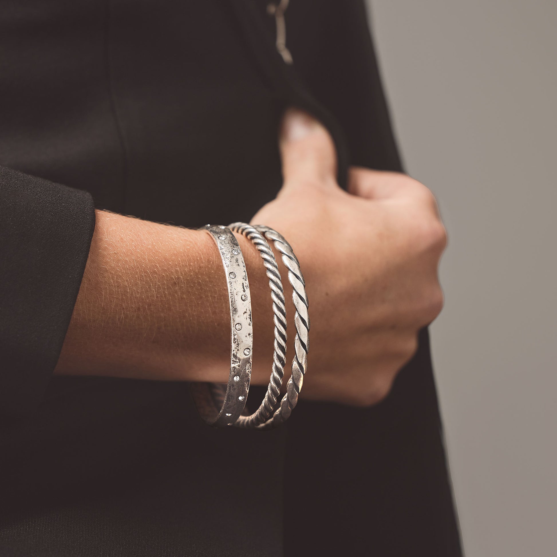 Silver Braided Bangle Johnny Girl 