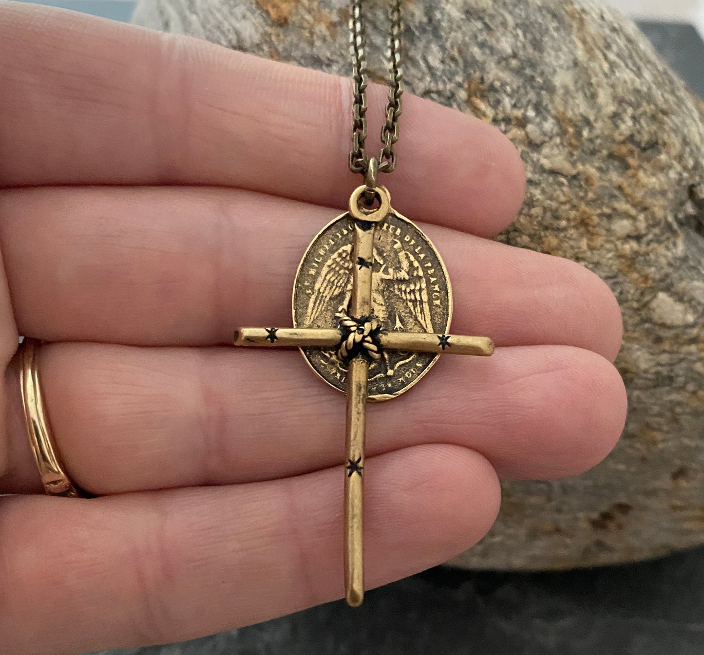 Antiqued Brass Cross