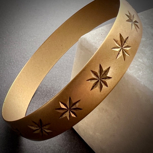Gold Star Bangle, Large Wide Bracelet, JohnnyGirl Jewelry, B-0003