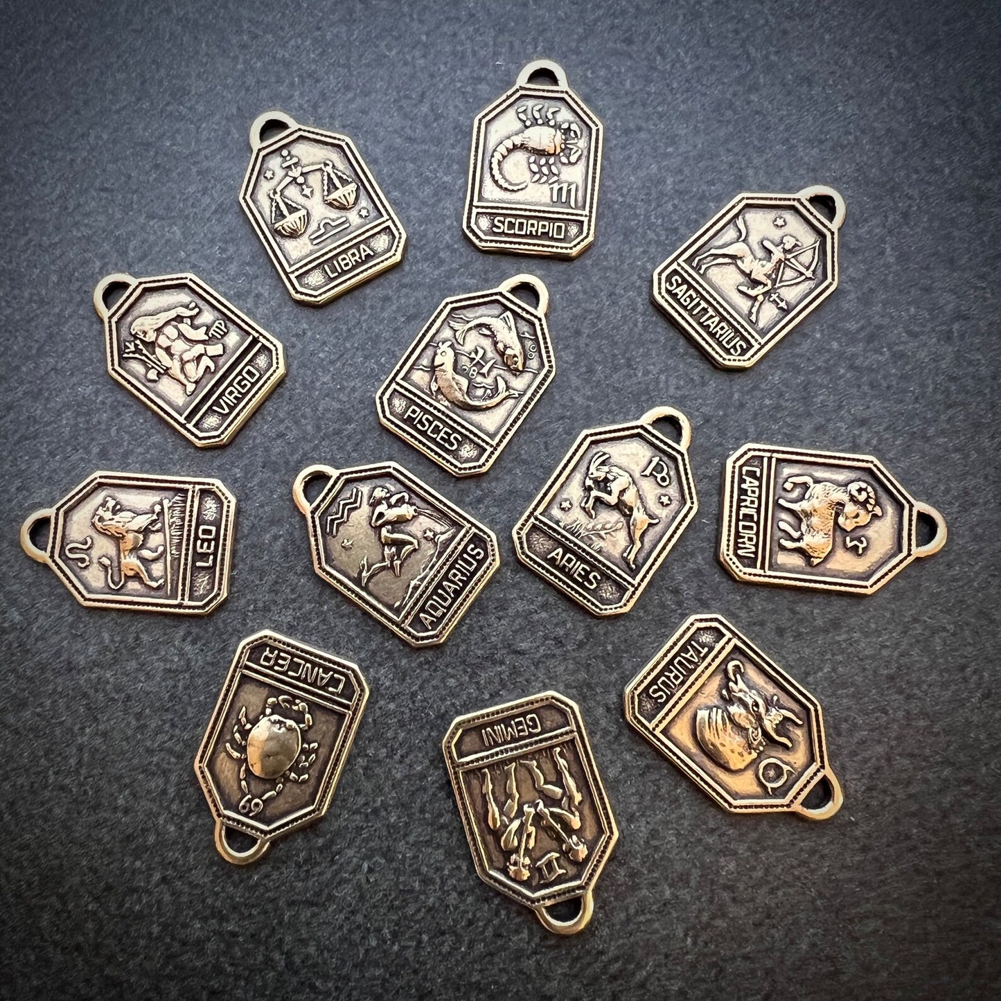 Gold Zodiac Women's Necklace, 16, 17, 18 inch, Astrology Celestial Brass Jewelry, Johnny Girl, GBR-0005