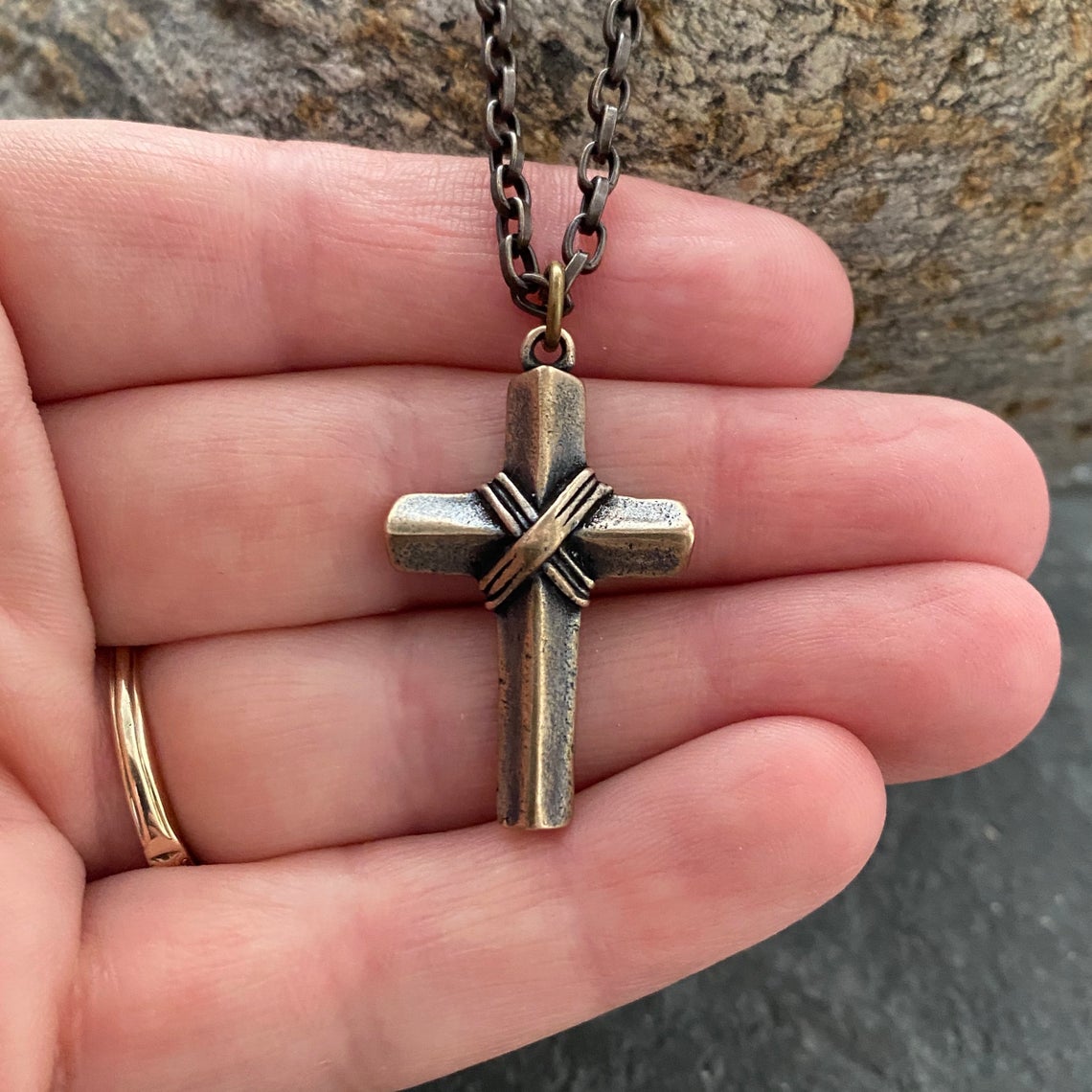 Mens Bronze Vintage Cross