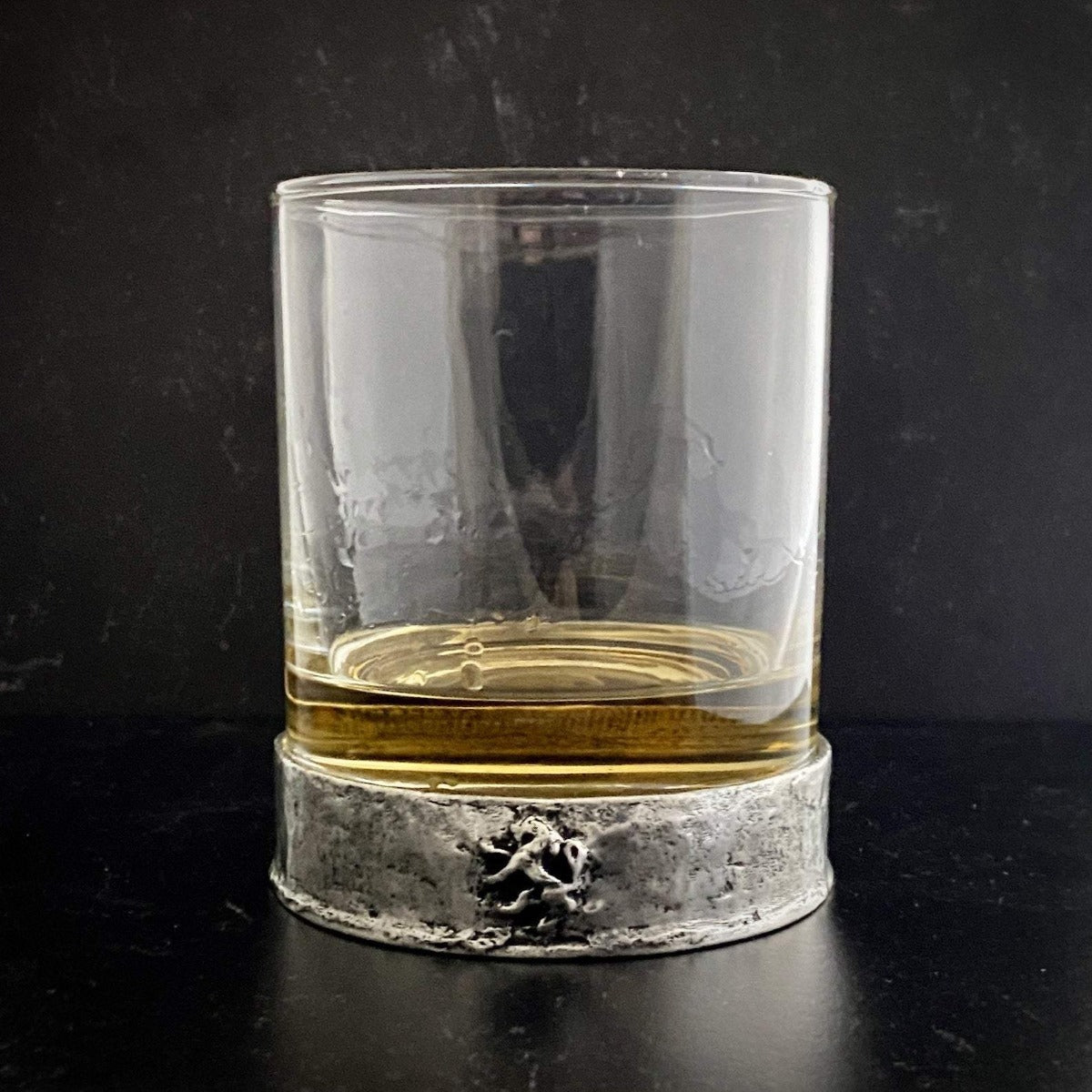 Custom Scotch Whiskey Rocks Glass, Metal Base, Antiqued Wax Seal, Men's Gift, SGM-001