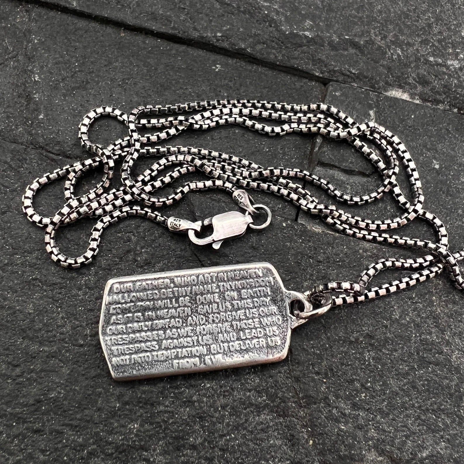 Sterling Silver, The Lord's Prayer Necklace, Men's or Women's