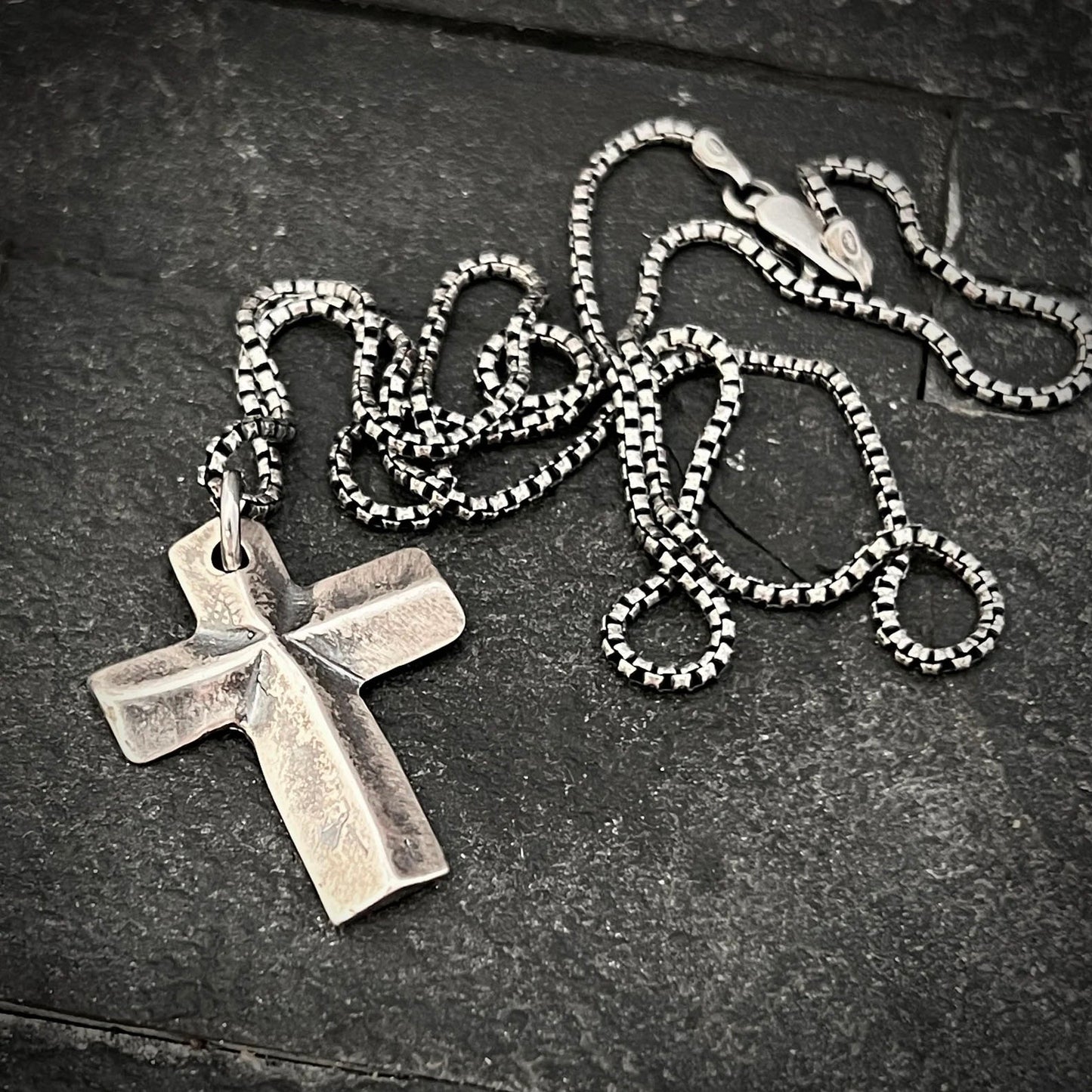 Sterling Silver Men's and Women's Cross Necklace, Simple Block Cross, Unisex Jewelry, SS-021