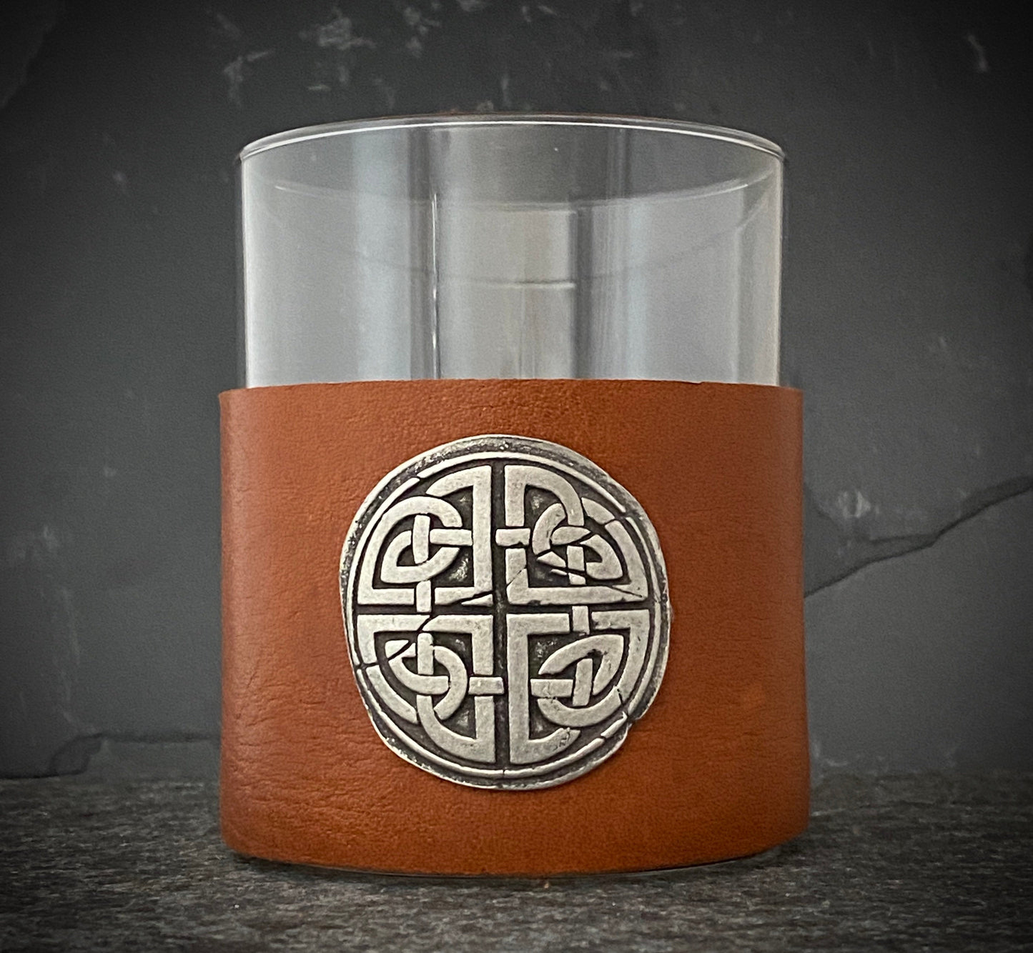 NEW - Custom Scotch Whiskey Glass, Celtic Knot, Highball Leather Wrap, Ireland, Gift, Scotch Glasses, Irish, Celtic, Bourbon Glass BW-009