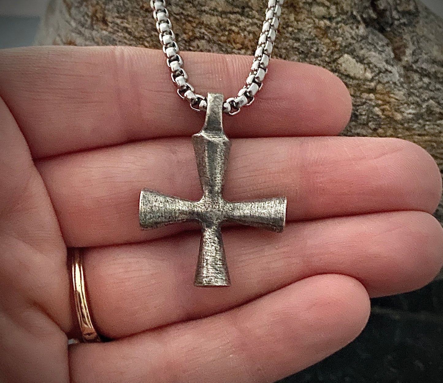Men's Maltese style cross, Heavy pewter cross, unisex, Steel chain, Faith, Cross ST-019