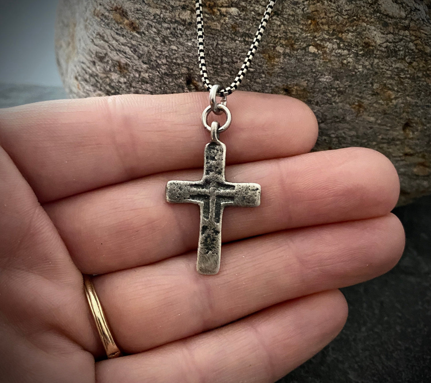 Sterling Silver Men's Cross Necklace, A Johnny LTD Original Piece with Cross made from Ancient Medieval Original, Unisex Jewelry, SS-002