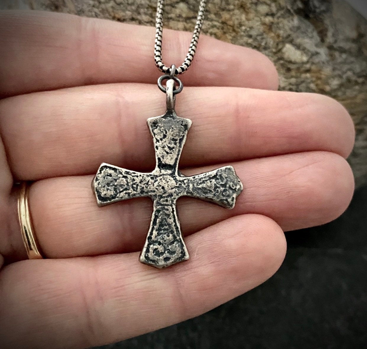 Sterling Silver Ancient Maltese Cross, Men's Religious Jewelry, Unisex Necklace, Medieval Cross, SS-013