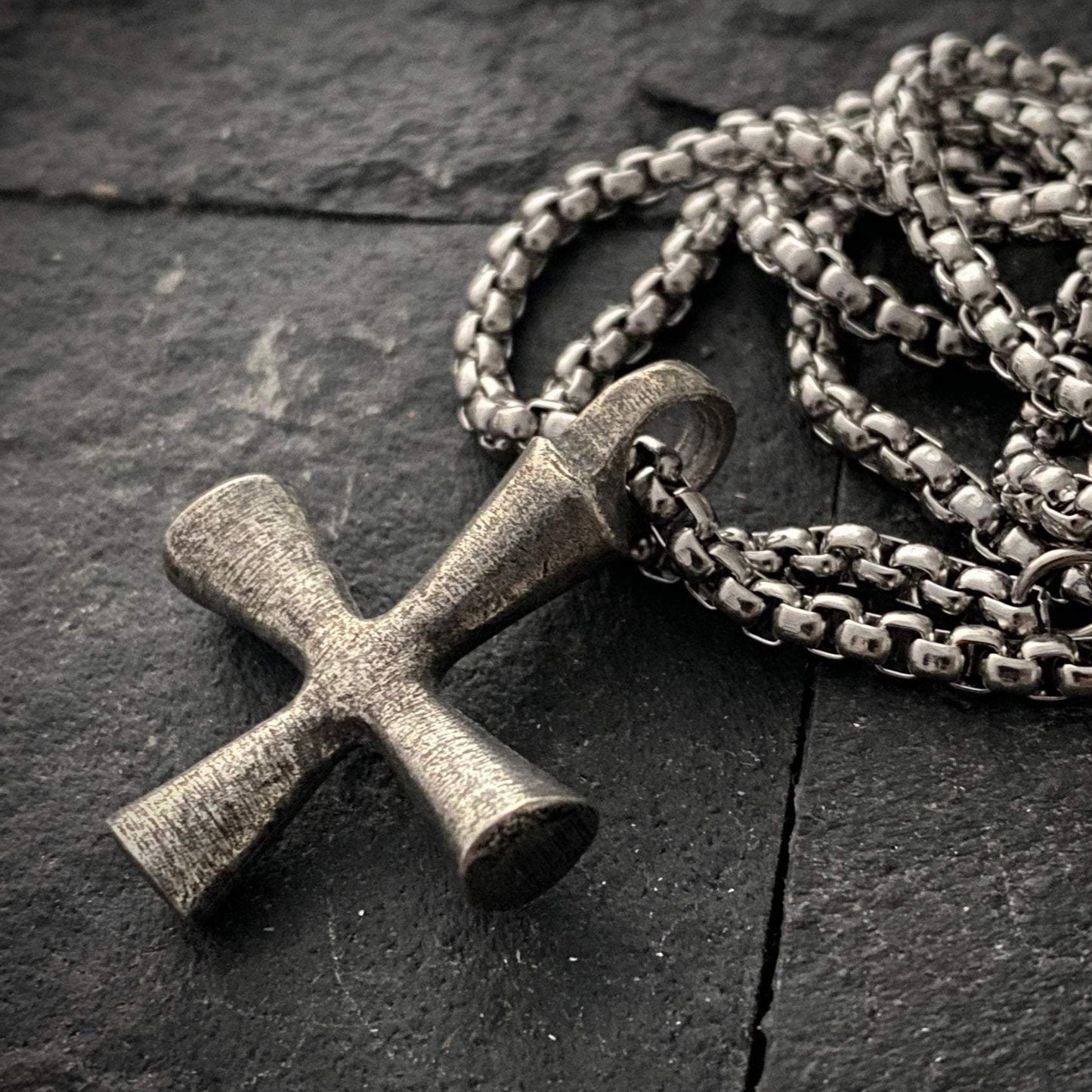 Men's Maltese style cross, Heavy pewter cross, unisex, Steel chain, Faith, Cross ST-019