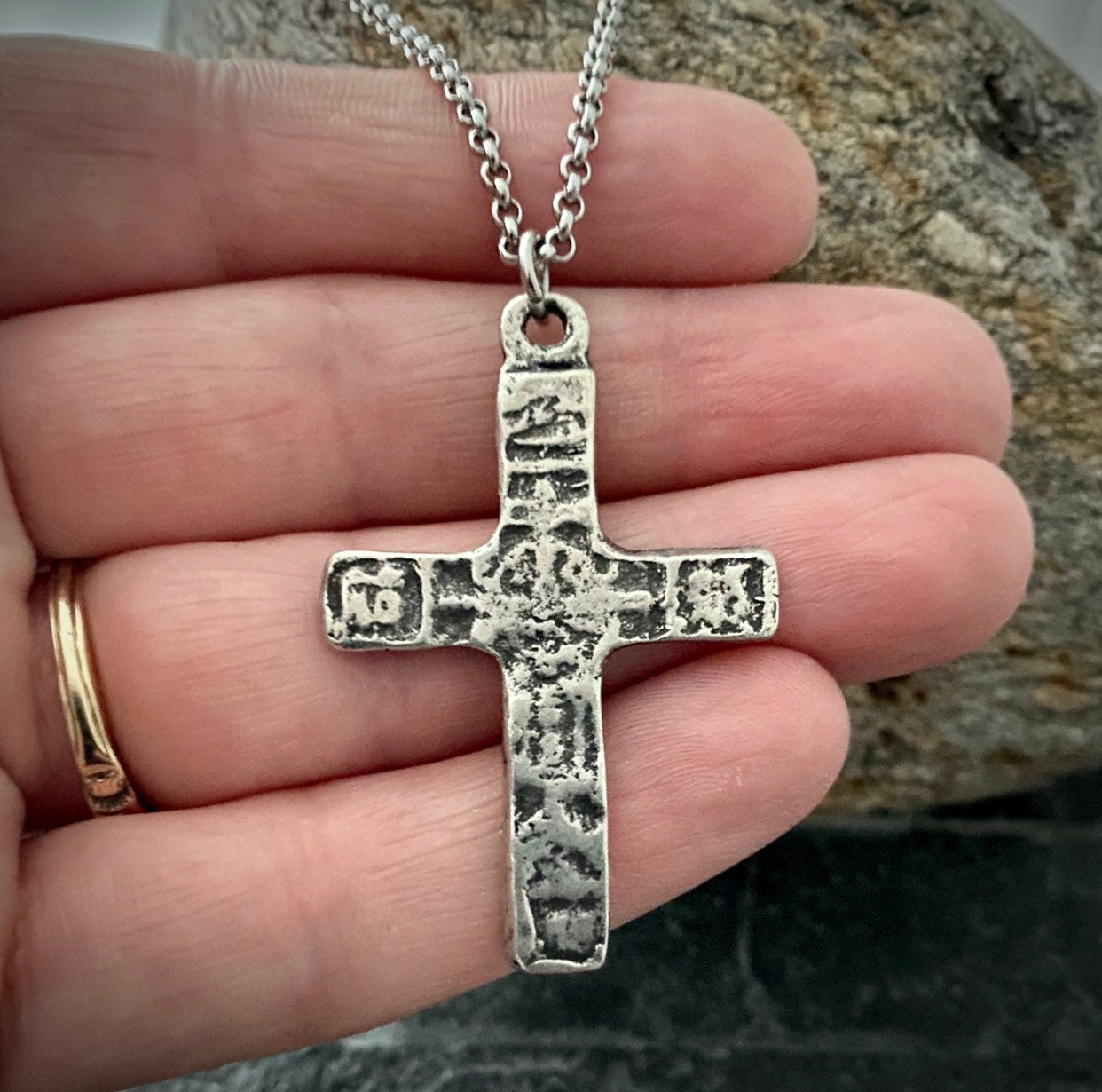 Ancient Cross Men's Necklace, Unisex Necklace, Cross, Medieval Cross, Mens Fashion, 20 or 24 in chain, ST-017
