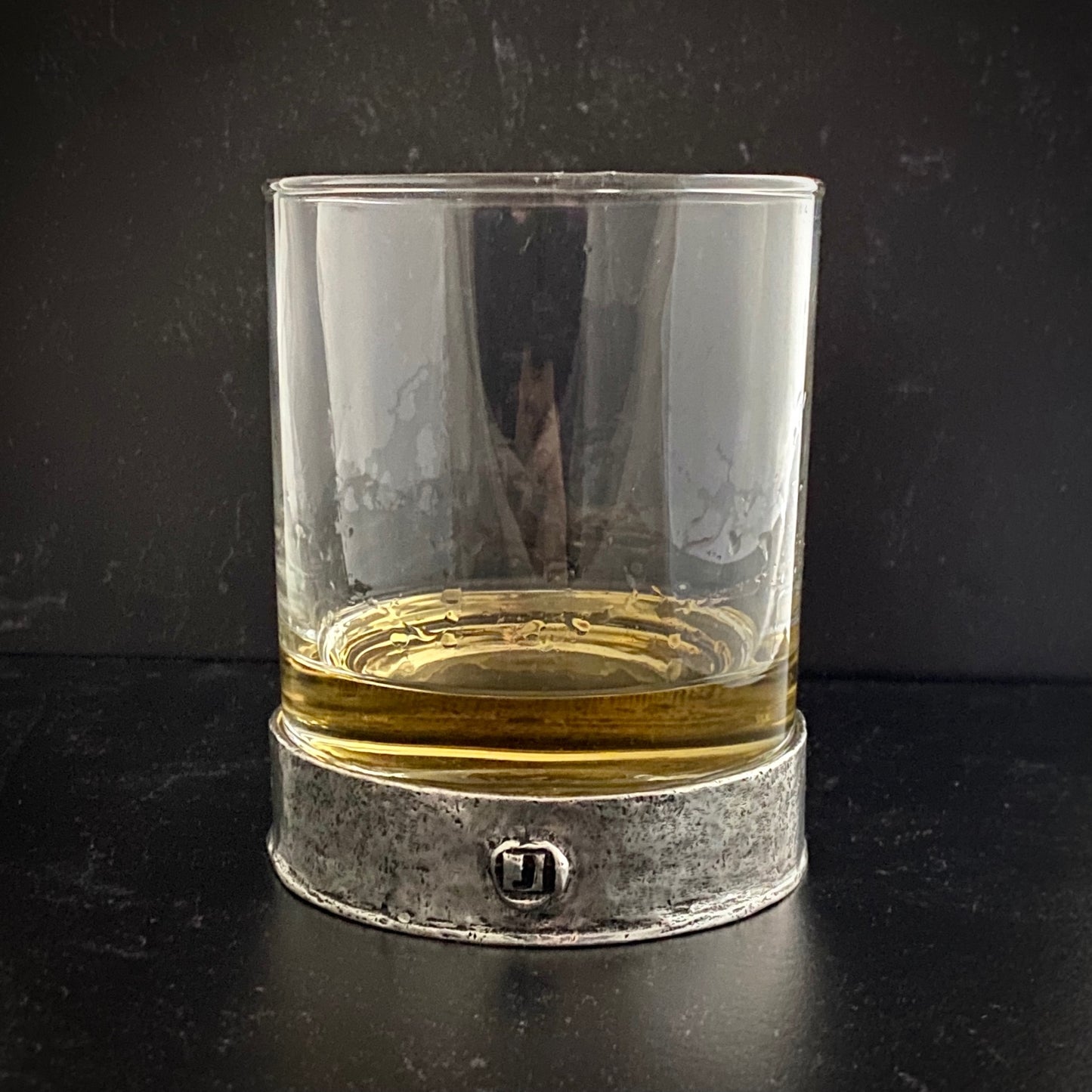 Custom Scotch Whiskey Rocks Glass, Metal Base, Antiqued Wax Seal, Men's Gift, SGM-001