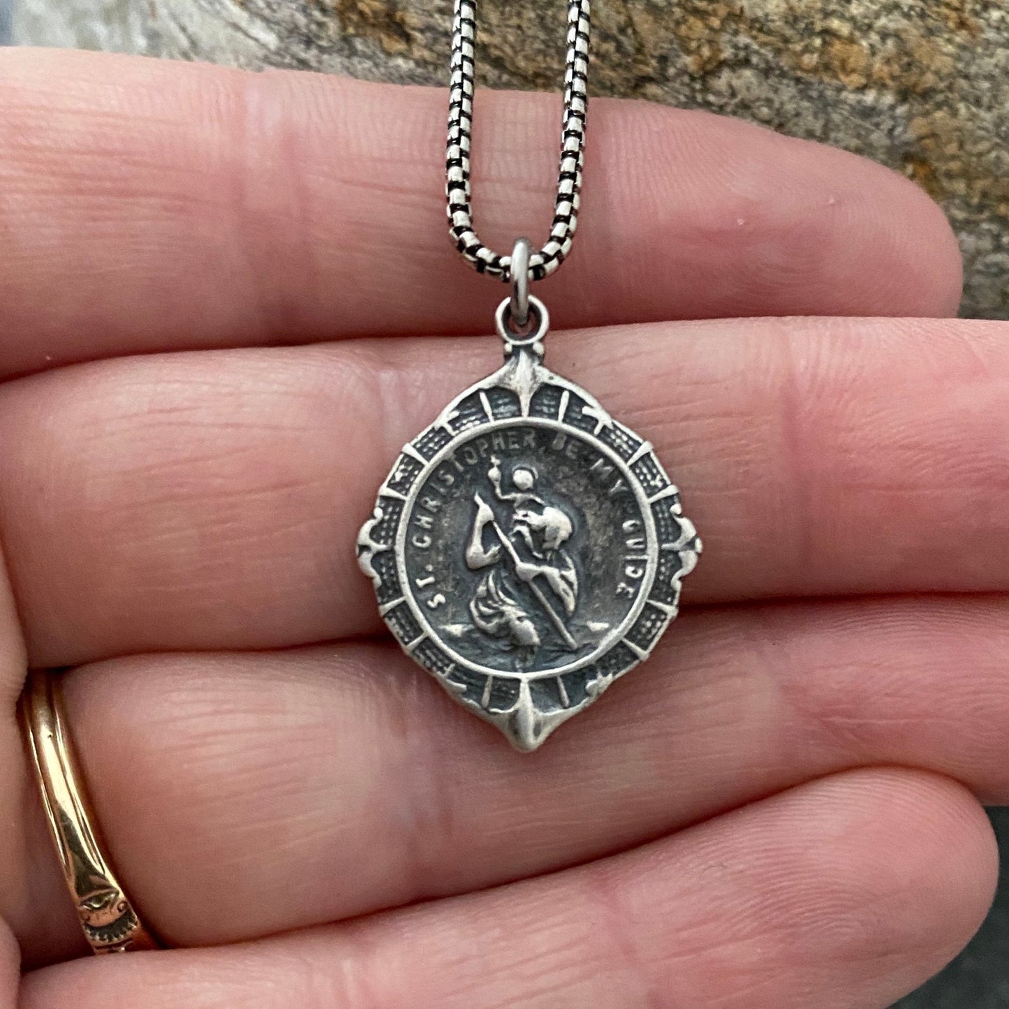 St. Christopher Sterling Silver Necklace, Johnny LTD  featuring a Catholic Medal, Vintage, Unisex Necklace, SS-001